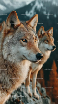 Majestic Wolves in Mountainous Wilderness