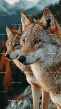 Close-Up of Wolves in Mountainous Wilderness