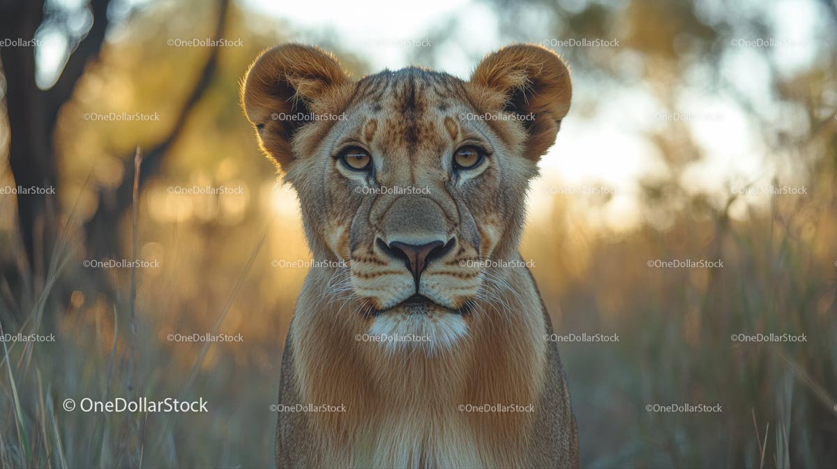 Majestic Lioness in Warm Golden Hour Light