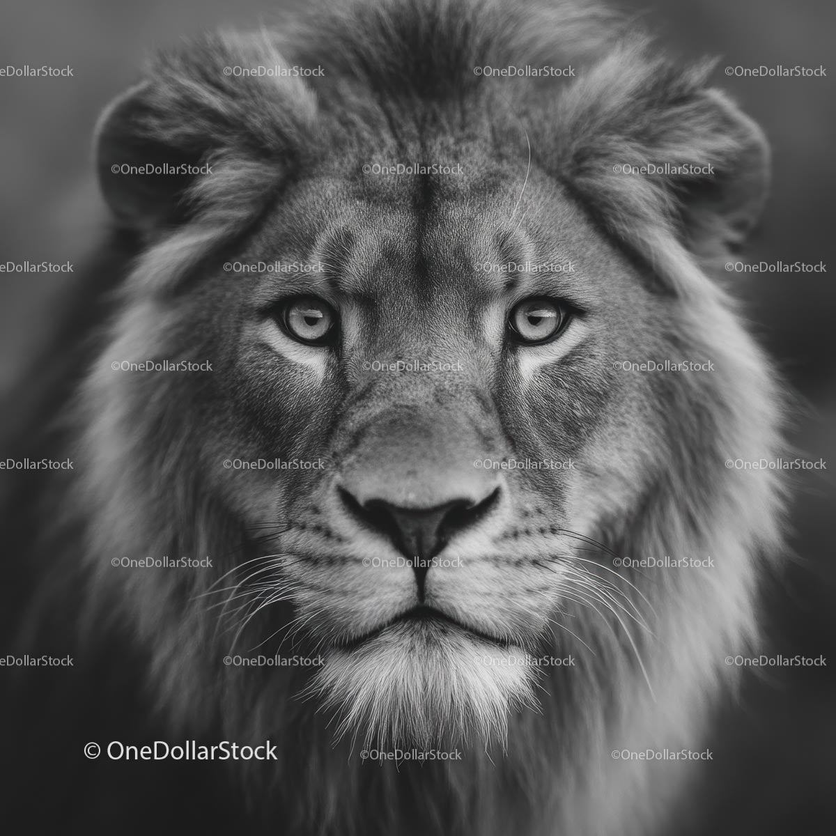 Majestic Lion in Monochrome Portrait