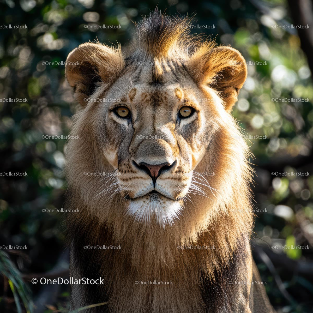 Majestic Lion with Golden Mane in Natural Habitat