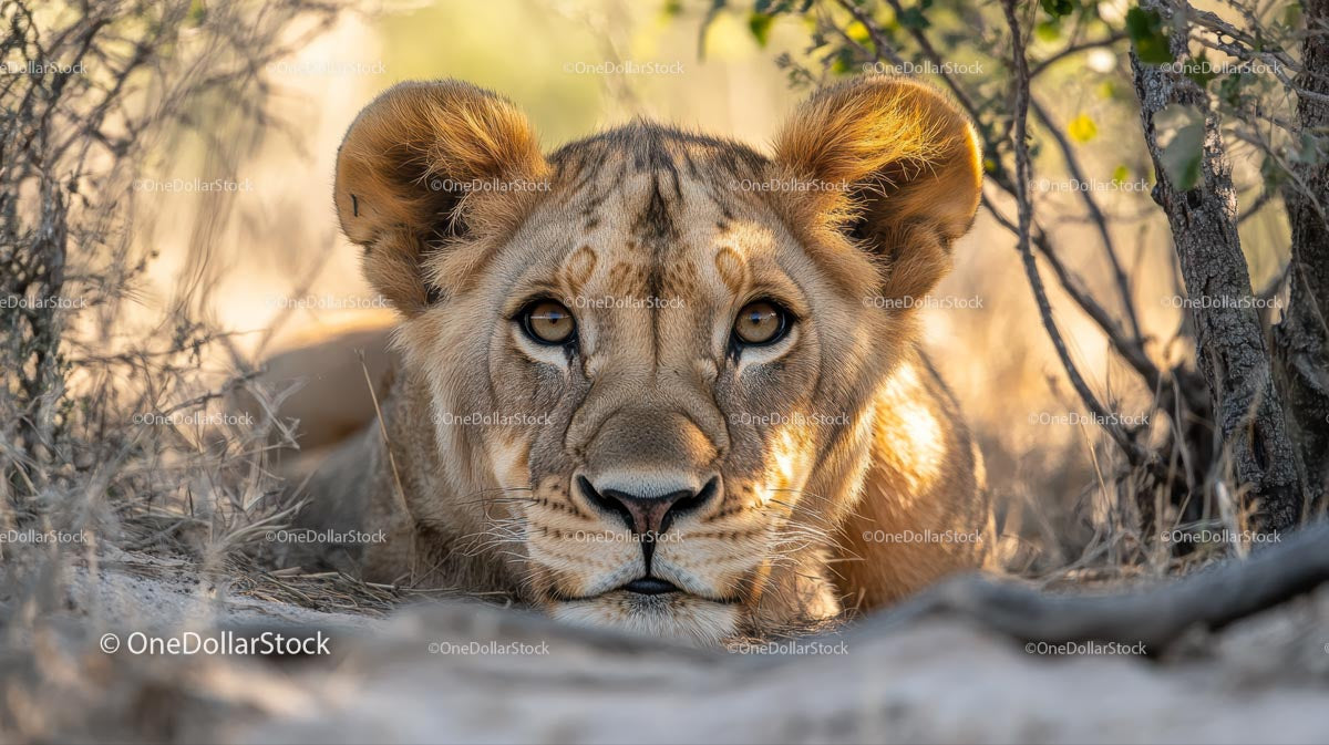 Majestic Lion Resting in the African Savannah