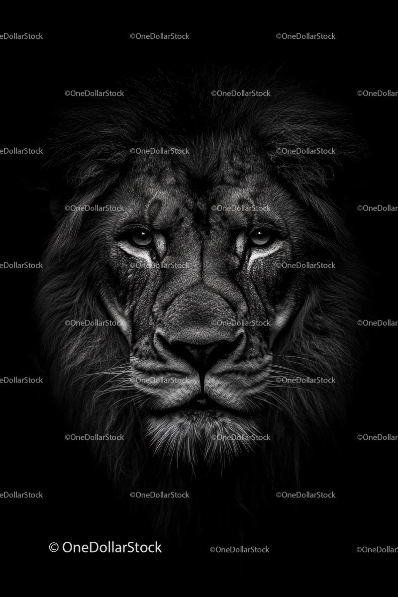 Majestic Lion Portrait in Black and White