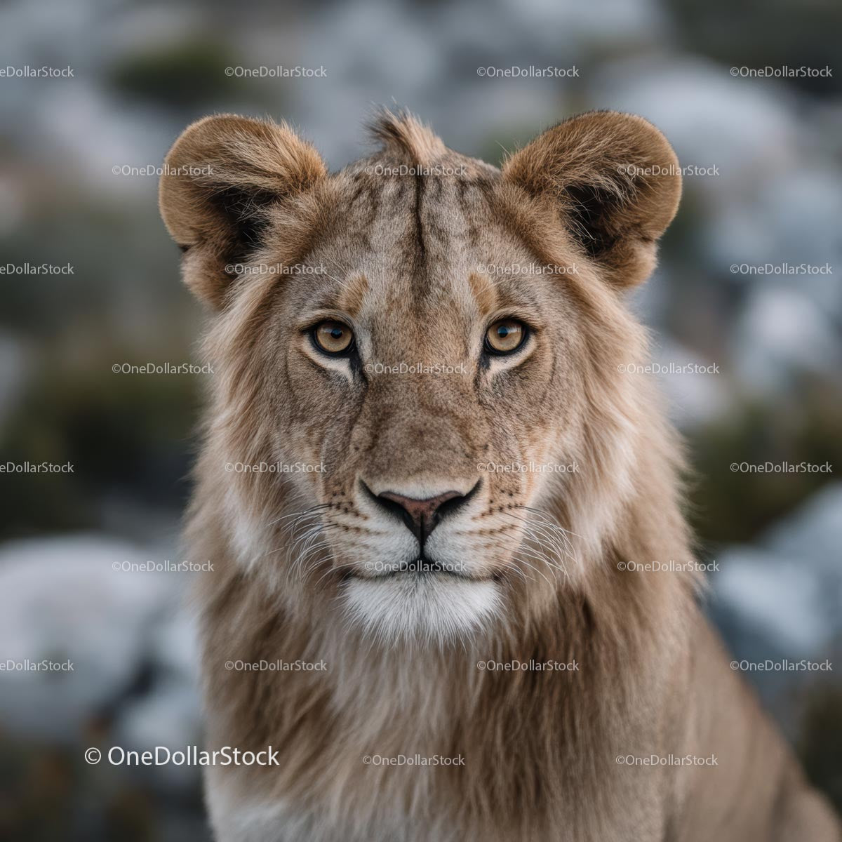 Majestic Lion with Intense Gaze in Natural Habitat