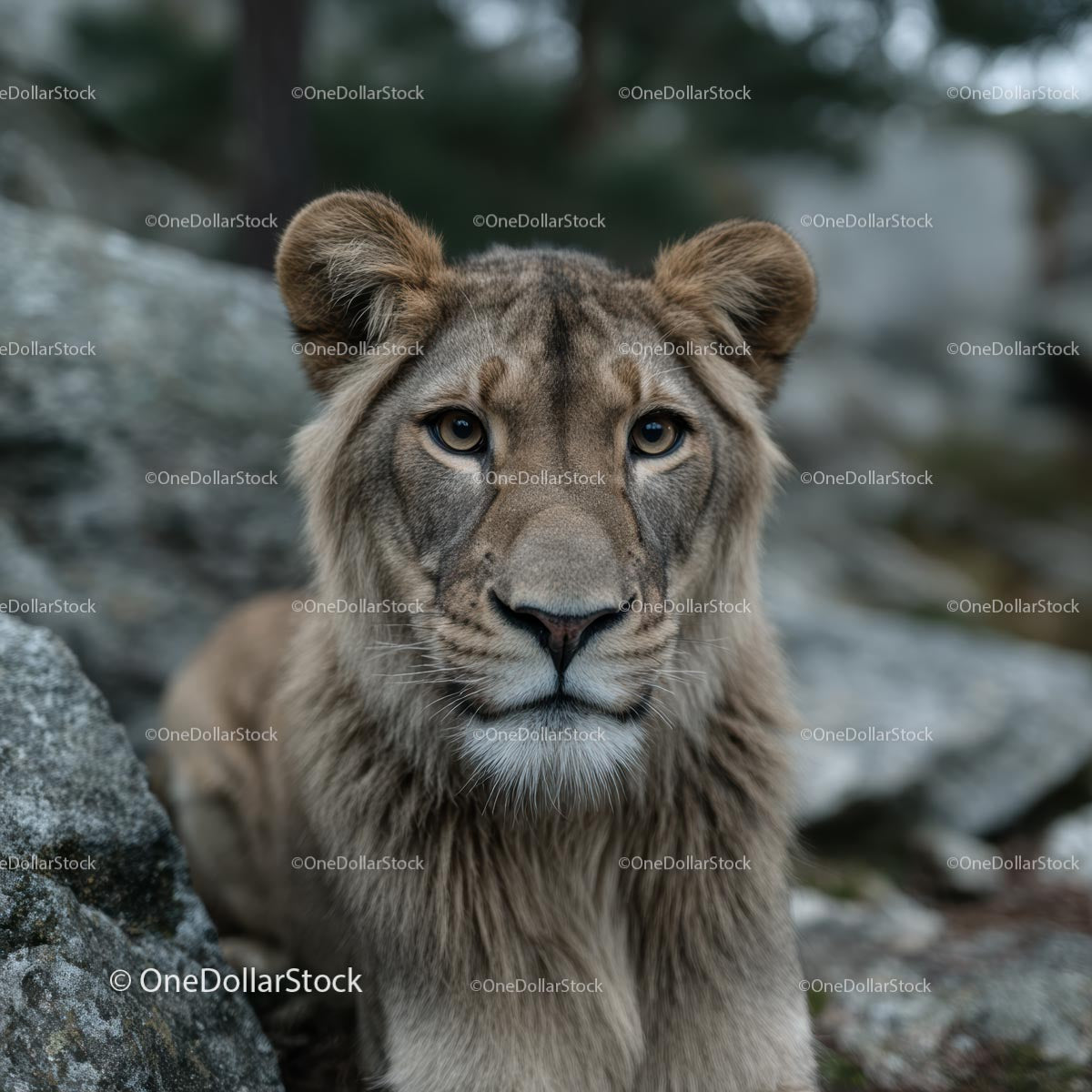 Majestic Lion Gaze in Natural Habitat