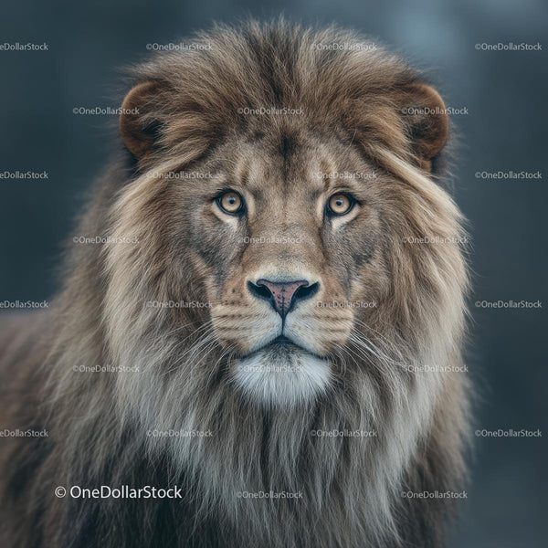 Majestic Lion Portrait with Intense Gaze