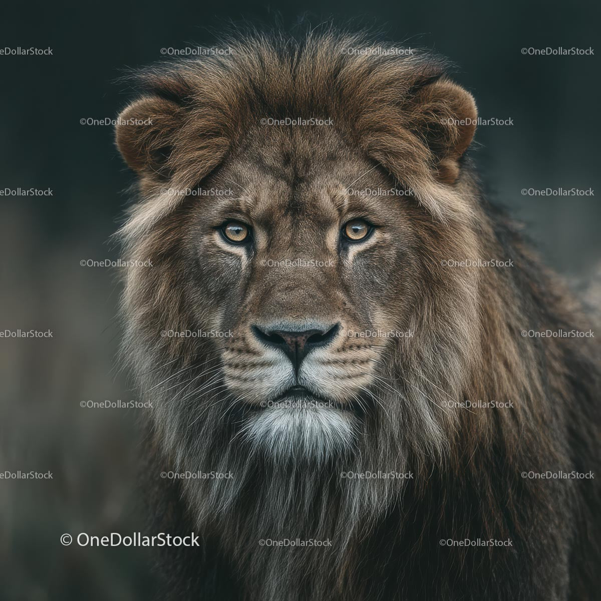Majestic Lion with Regal Mane in Close-Up Portrait