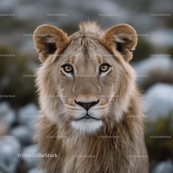 Majestic Lion Portrait in Natural Habitat