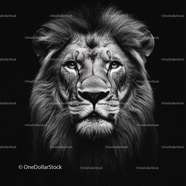 Majestic Lion in Striking Black and White Portrait