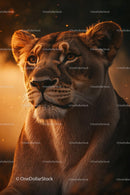 Majestic Lioness in Golden Light