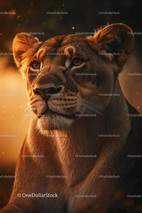 Majestic Lioness in Golden Light