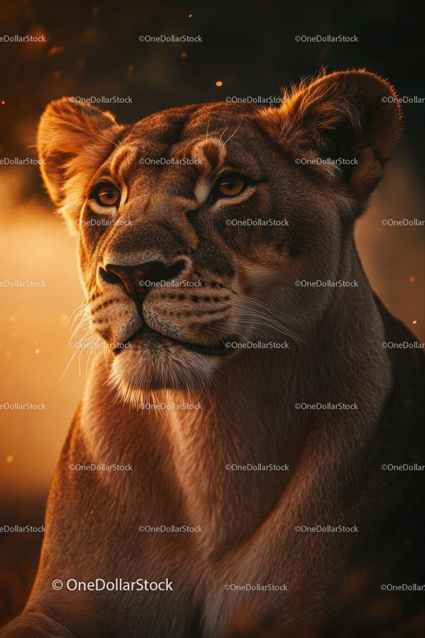Majestic Lioness in Golden Light