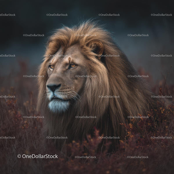 Majestic Lion with Golden Mane in Natural Habitat