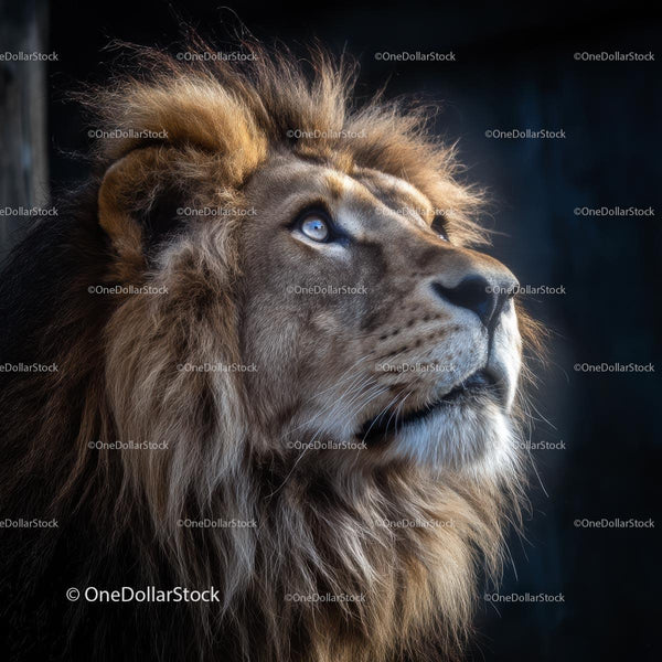 Majestic Lion with Powerful Gaze in a Regal Pose