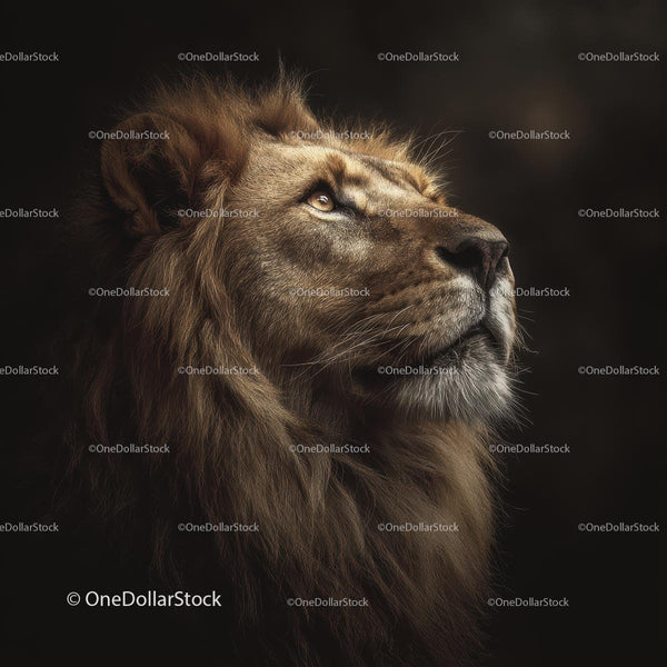 Majestic Lion with a Regal Mane in Profile