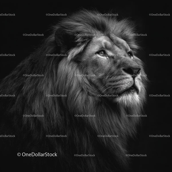 Majestic Lion in Dramatic Black and White Portrait
