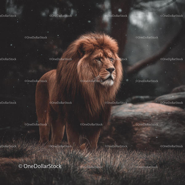 Majestic Lion Standing in Natural Habitat