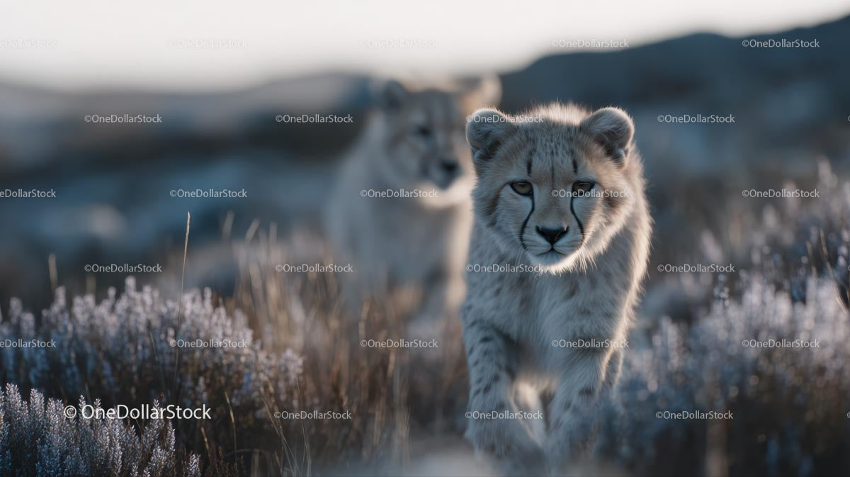 Young Cheetah Cubs Exploring the African Grasslands