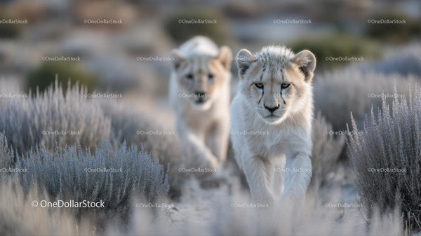 Lion Cubs Exploring the Wild Savannah