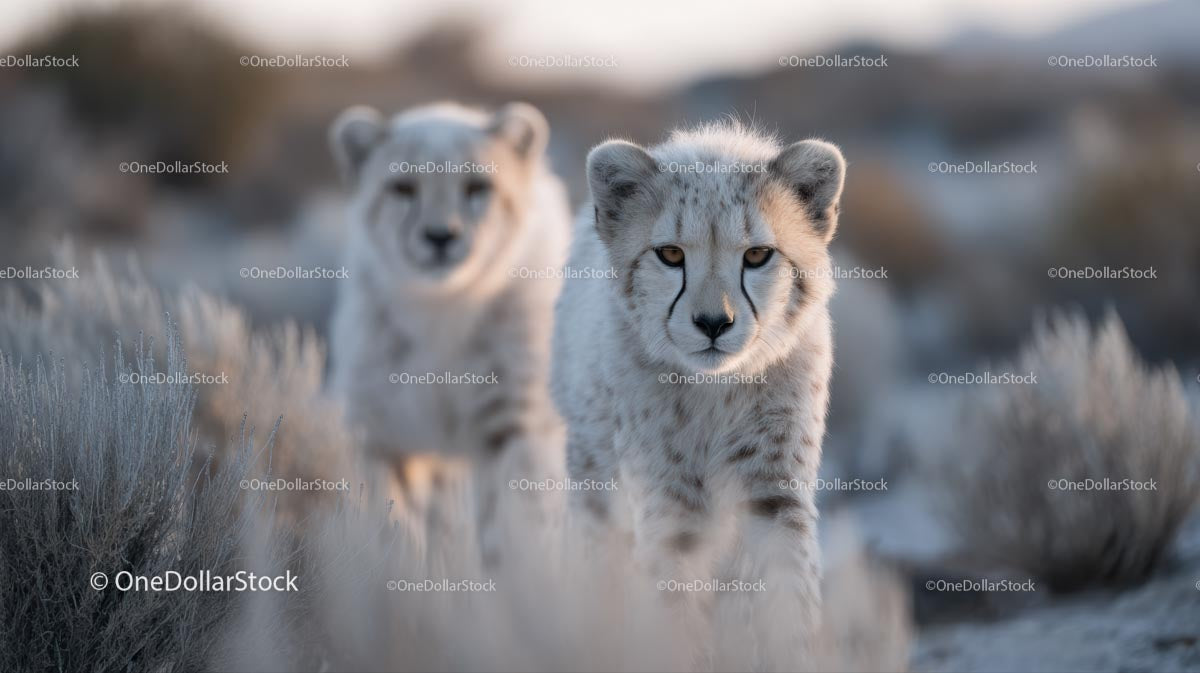 Young Cheetah Cubs Exploring the African Savanna
