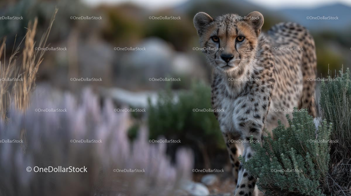 Young Cheetah in Natural Habitat on the Savannah