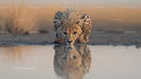 Cheetah Drinking at Tranquil Waterhole in African Wilderness
