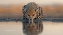 Majestic Cheetah Drinking at Dawn in Natural Habitat