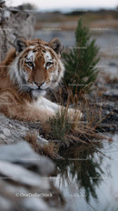 Majestic Tiger Resting by the Water's Edge