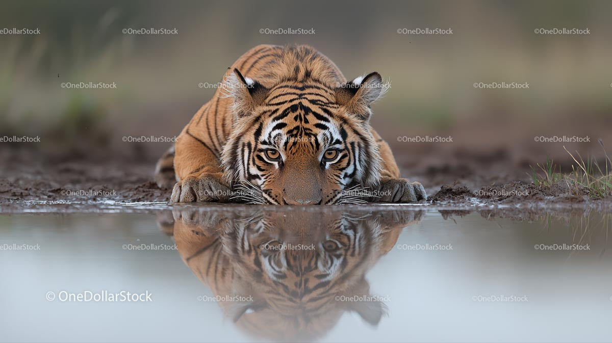 Majestic Tiger Reflecting in Tranquil Water