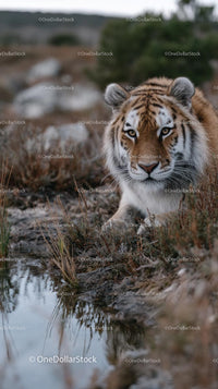 Majestic Siberian Tiger by a Serene Water's Edge