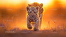 Tiger Cub Strolling in Golden Sunrise Light