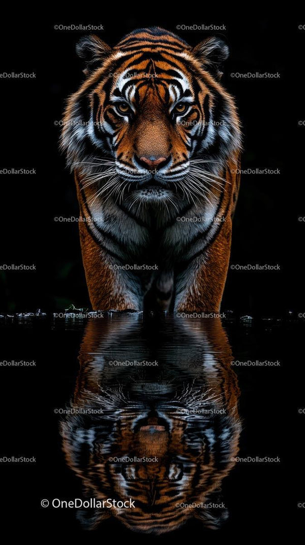 Majestic Tiger Reflected in Tranquil Water
