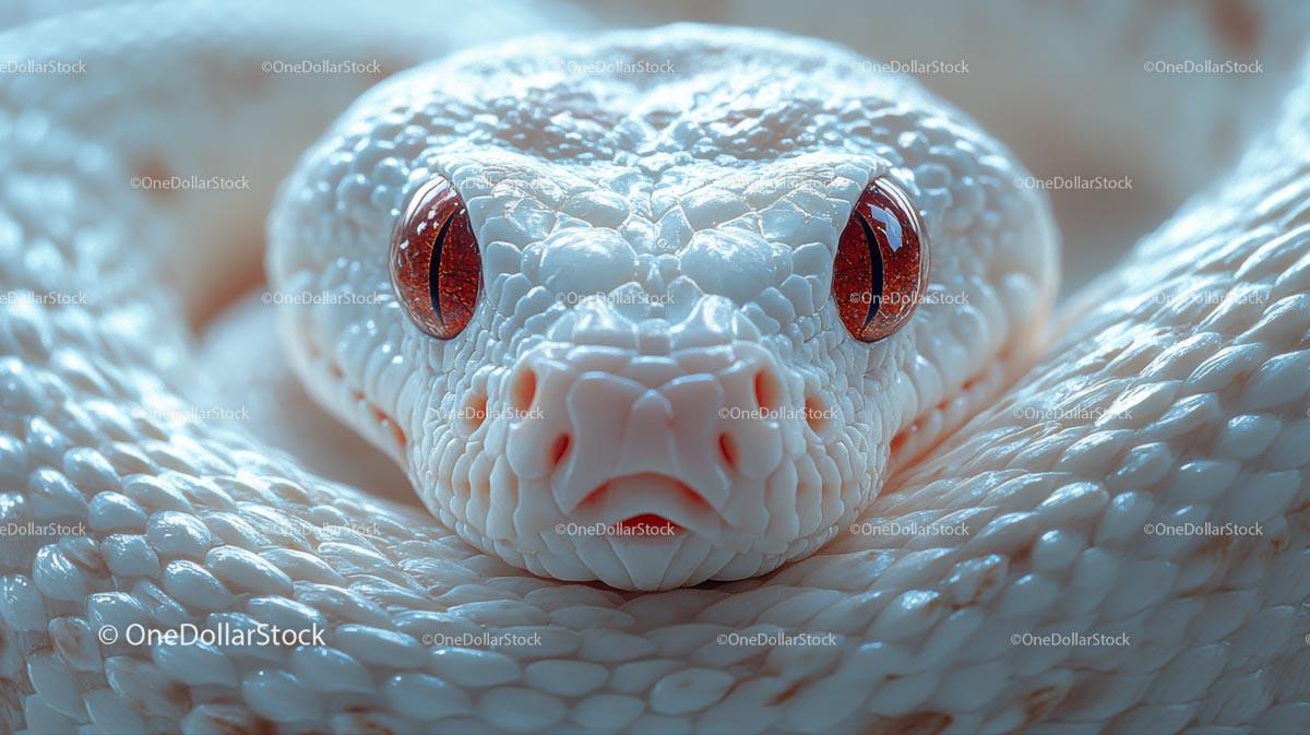 Close-Up of Albino Snake with Striking Red Eyes