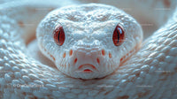 Close-Up of Albino Snake with Striking Red Eyes