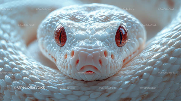 Close-Up of Albino Snake with Striking Red Eyes