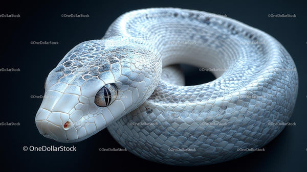 White Albino Snake Close-up with Intricate Scales