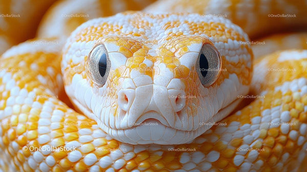 Close-Up of Albino Python with Intense Stare