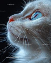 Close-Up of White Cat with Striking Blue Eyes