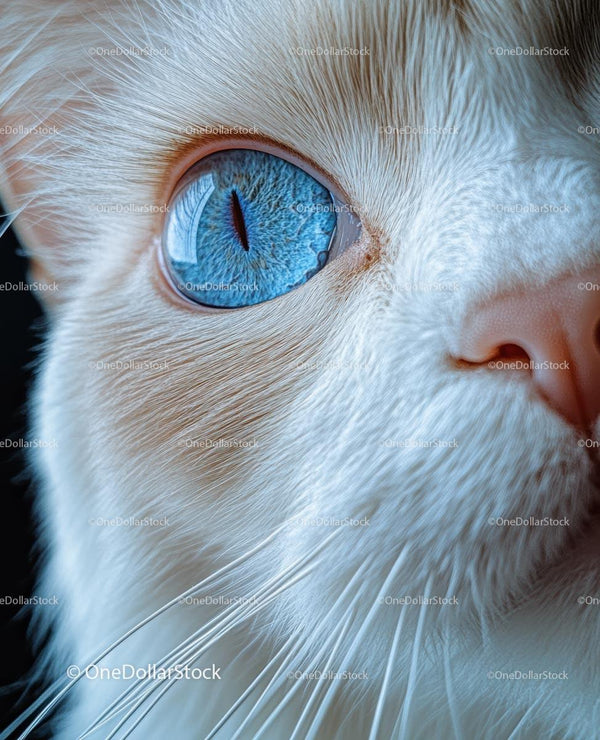 Close-Up of Cat with Striking Blue Eyes
