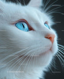 Close-Up of White Cat with Striking Blue Eyes