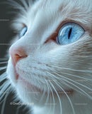 Close-Up of Domestic Cat with Striking Blue Eyes