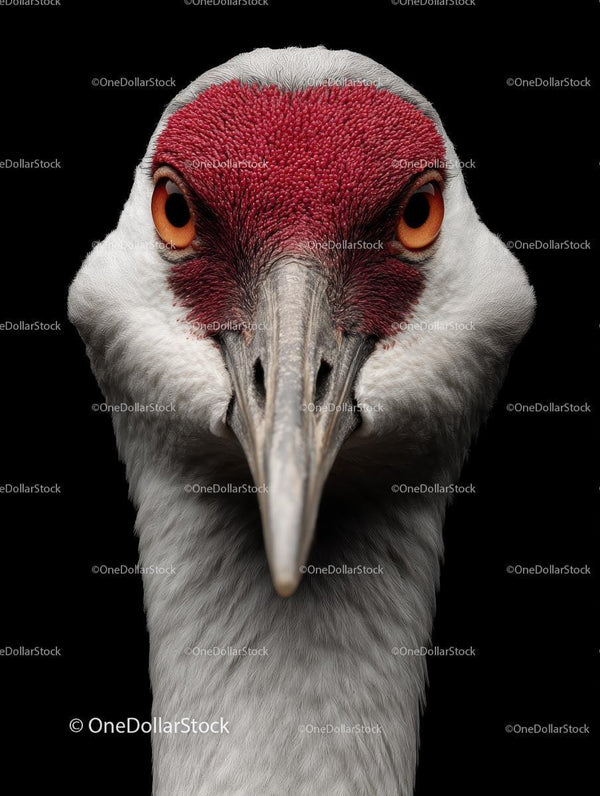 Close-Up Portrait of a Majestic Crane with Red Crown