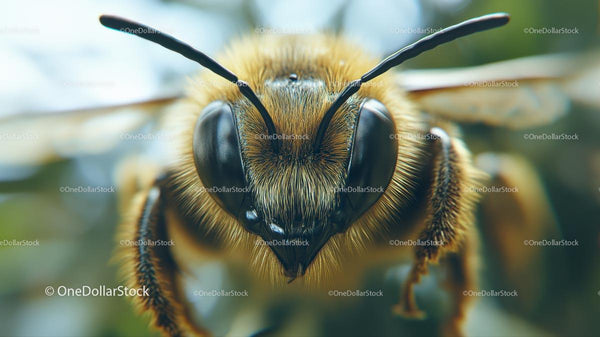 Close-up of a Honeybee with Detailed Eyes and Antennae