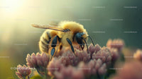 Bee Pollinating a Blossom in Warm Sunlight