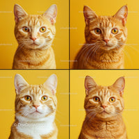 Ginger Tabby Cats with Expressive Eyes on Orange Background