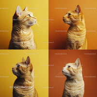 Ginger Cat Portraits Against Vibrant Backgrounds