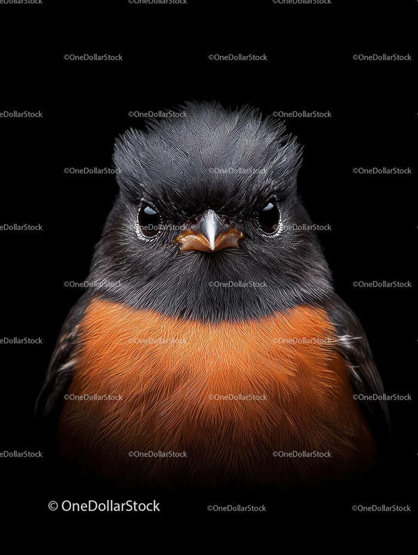 Close-up Portrait of a Robin on Black Background