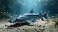 Majestic Catfish Resting on a Tranquil Riverbed
