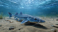 Majestic Catfish Resting on Sunlit Riverbed