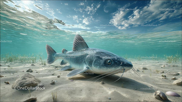 Catfish Gliding Through Clear Underwater Scene
